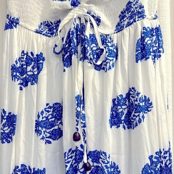 NWT Women’s Dress Day Saint Barth Blue & White Off The Shoulder Maxi Dress Sz L - Picture 6 of 16